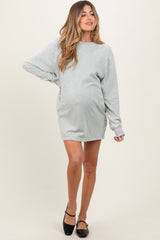 Sage Long Sleeve Oversized Sweatshirt Maternity Mini Dress