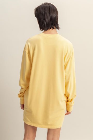 Yellow Long Sleeve Oversized Sweatshirt Mini Dress