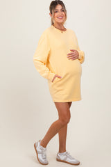 Yellow Long Sleeve Oversized Sweatshirt Maternity Mini Dress