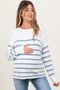 White Blue Striped Maternity Sweater
