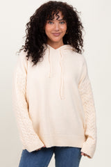 Cream Pullover Knit Hoodie