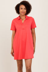 Coral Basic Polo Dress