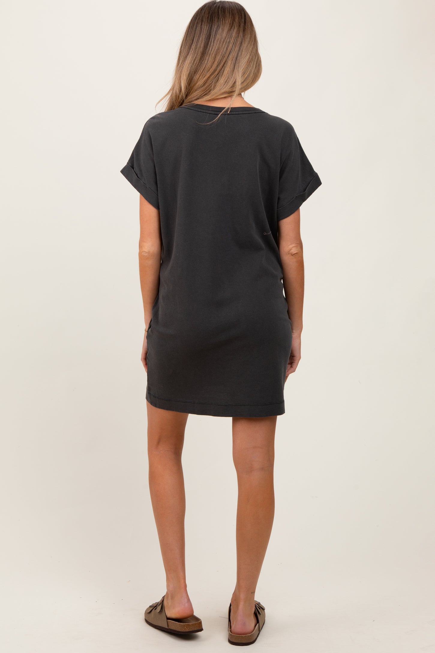 Charcoal Maternity Mini T-Shirt Dress