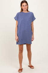 Light Navy Maternity Mini T-Shirt Dress