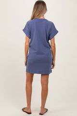 Light Navy Maternity Mini T-Shirt Dress