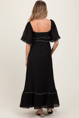 Black Wide Sleeve Maternity Maxi Dress