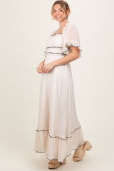 Cream Wide Sleeve Maxi Dress