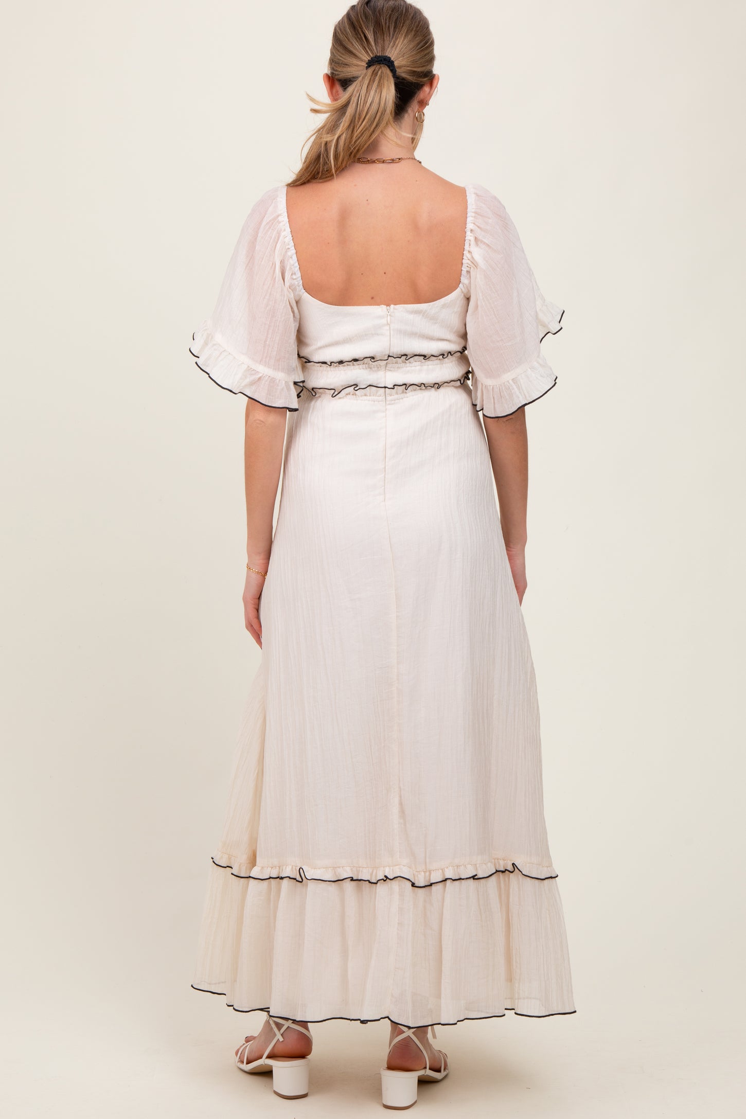 Cream Wide Sleeve Maternity Maxi Dress