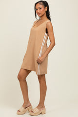 Mocha Sleeveless Striped A-Line Maternity Mini Dress