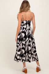 Black Geometric Print Sleeveless Maternity Maxi Dress
