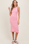 Light Pink Striped Knit Sleeveless Ruffle Hem Midi Dress