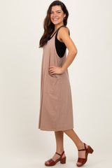 Taupe Knit V-Neck Cami Midi Dress