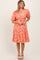 Pink Floral Button Down V-Neck Short Sleeve Dress