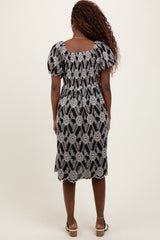 Black Floral Embroidered Square Neck Dress