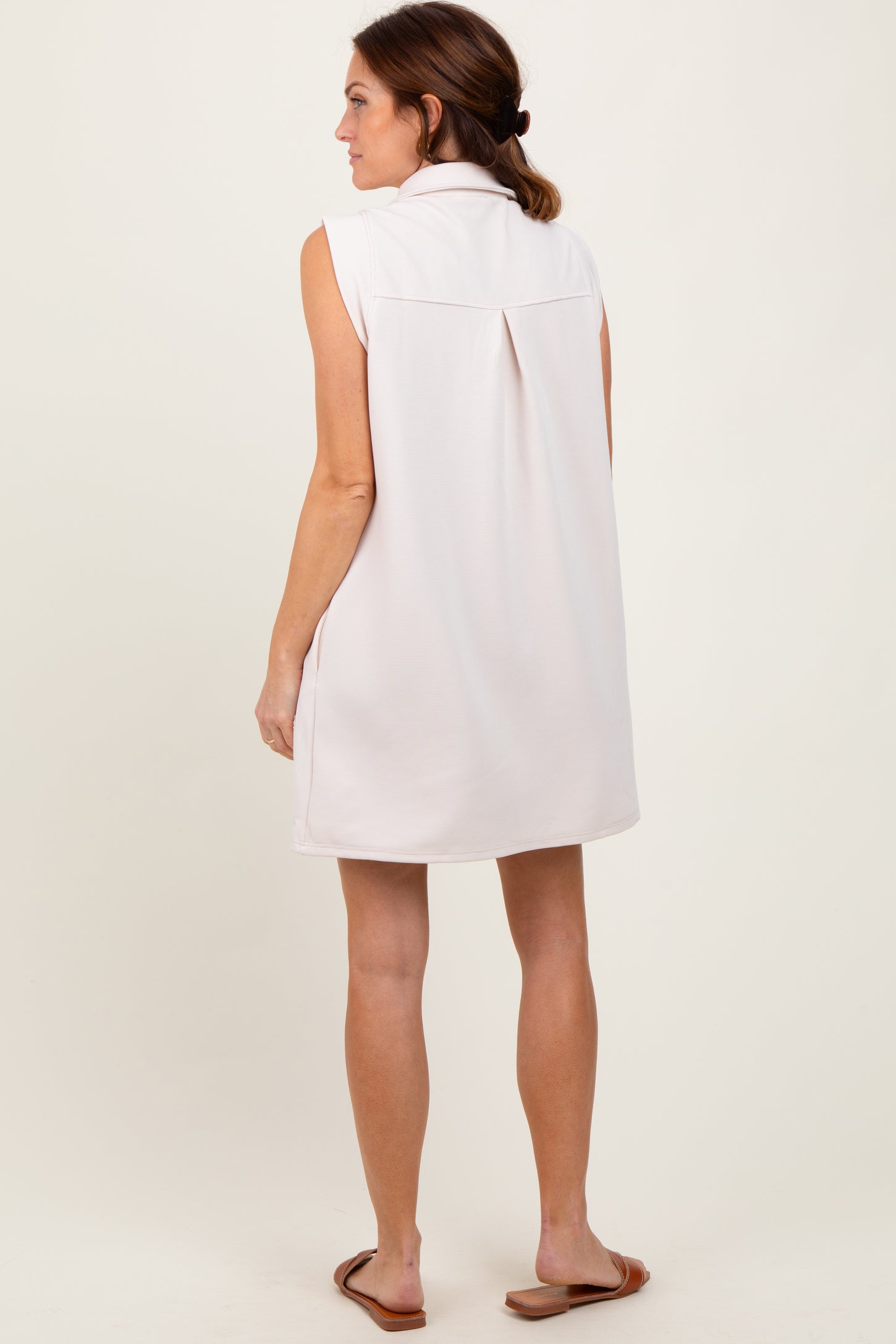 Cream Sleeveless Polo Mini Dress