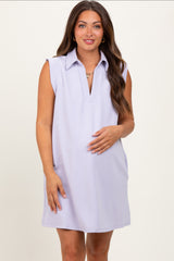 Lavender Sleeveless Polo Maternity Mini Dress