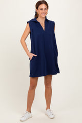 Navy Sleeveless Polo Mini Dress