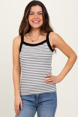 Ivory Striped Contrast Strap Maternity Tank