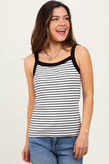 Ivory Striped Contrast Strap Tank