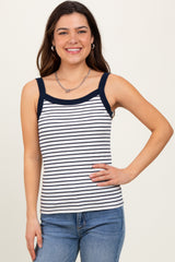 Navy Striped Contrast Strap Tank