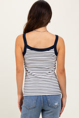 Navy Striped Contrast Strap Tank