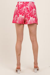 Fuchsia Printed Elastic Waist Band Maternity Shorts