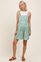 Light Olive Leaf Print Maternity Overall Romper
