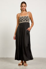 Black Embroidered Bodice Maxi Dress