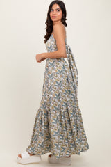 White Floral Tie Back Cutout Maxi Dress