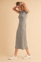 Heather Gray Basic Crewneck Midi Dress