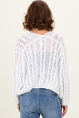 White Cable Knit Open Cardigan