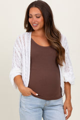 White Cable Knit Maternity Open Cardigan