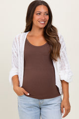 White Cable Knit Maternity Open Cardigan