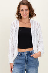 White Cable Knit Open Cardigan