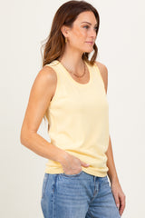 Yellow Knit Piping Detail Sleeveless Top