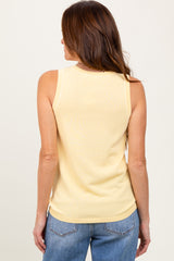 Yellow Knit Piping Detail Sleeveless Top