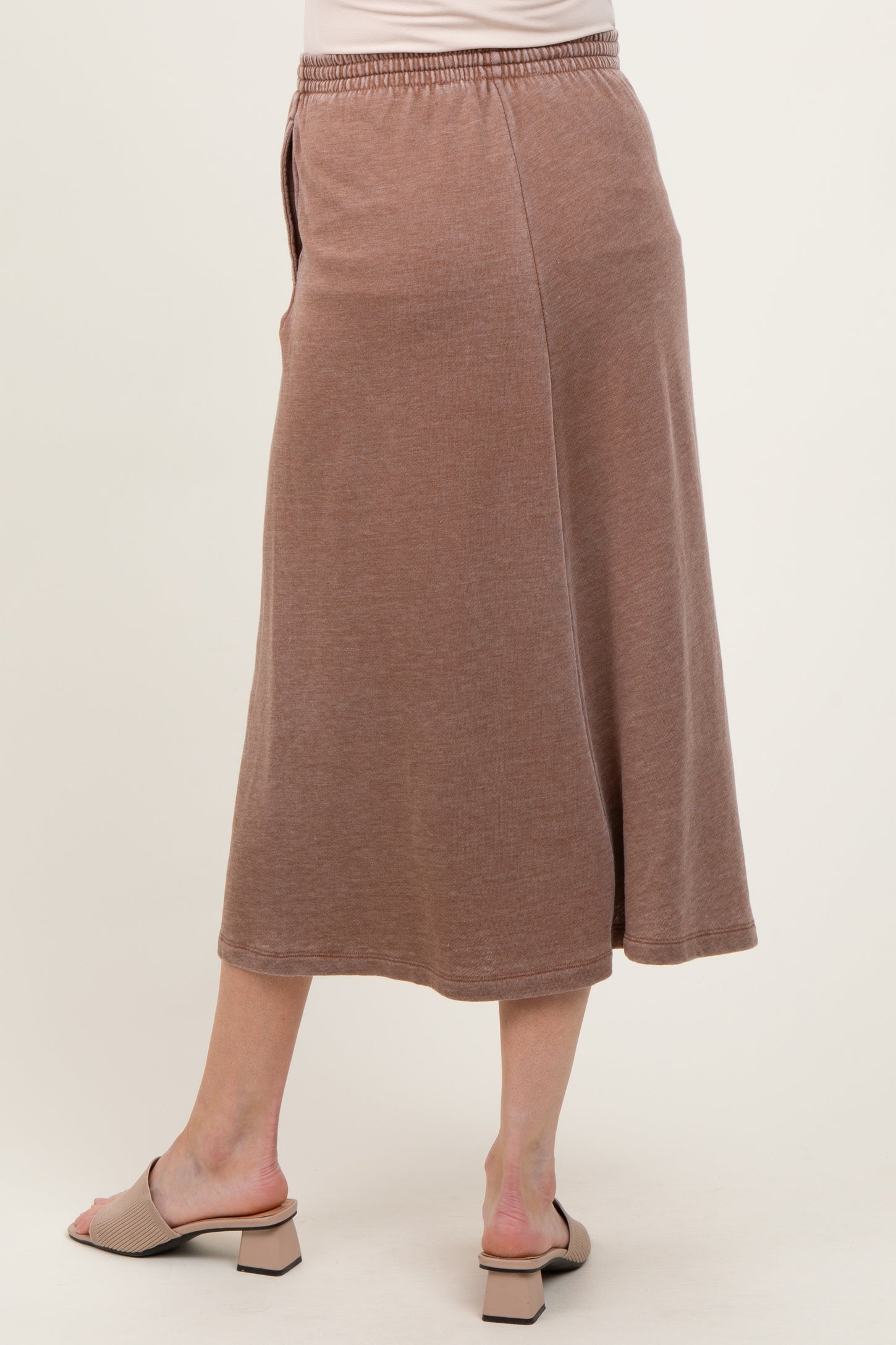 Mocha Terry Drawstring Maternity Midi Skirt