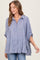 Blue Striped Collared Oversized Top