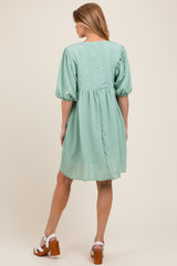 Light Olive Sheer Stripe Textured Maternity Mini Dress