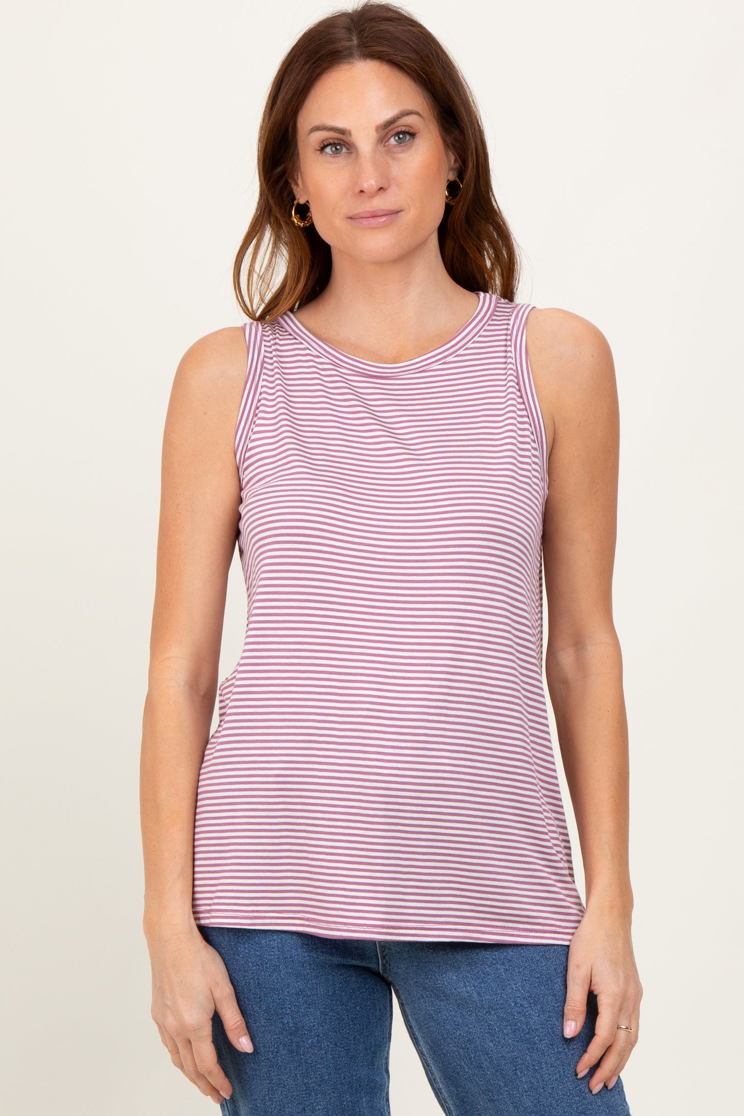 Lavender Striped Tank Top