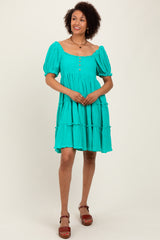 Jade Button Up Ruffle Tiered Dress