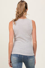 Navy Striped Knit V-Neck Maternity Tank Top