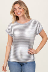 Black Pinstripe Soft Terry Short Sleeve Top
