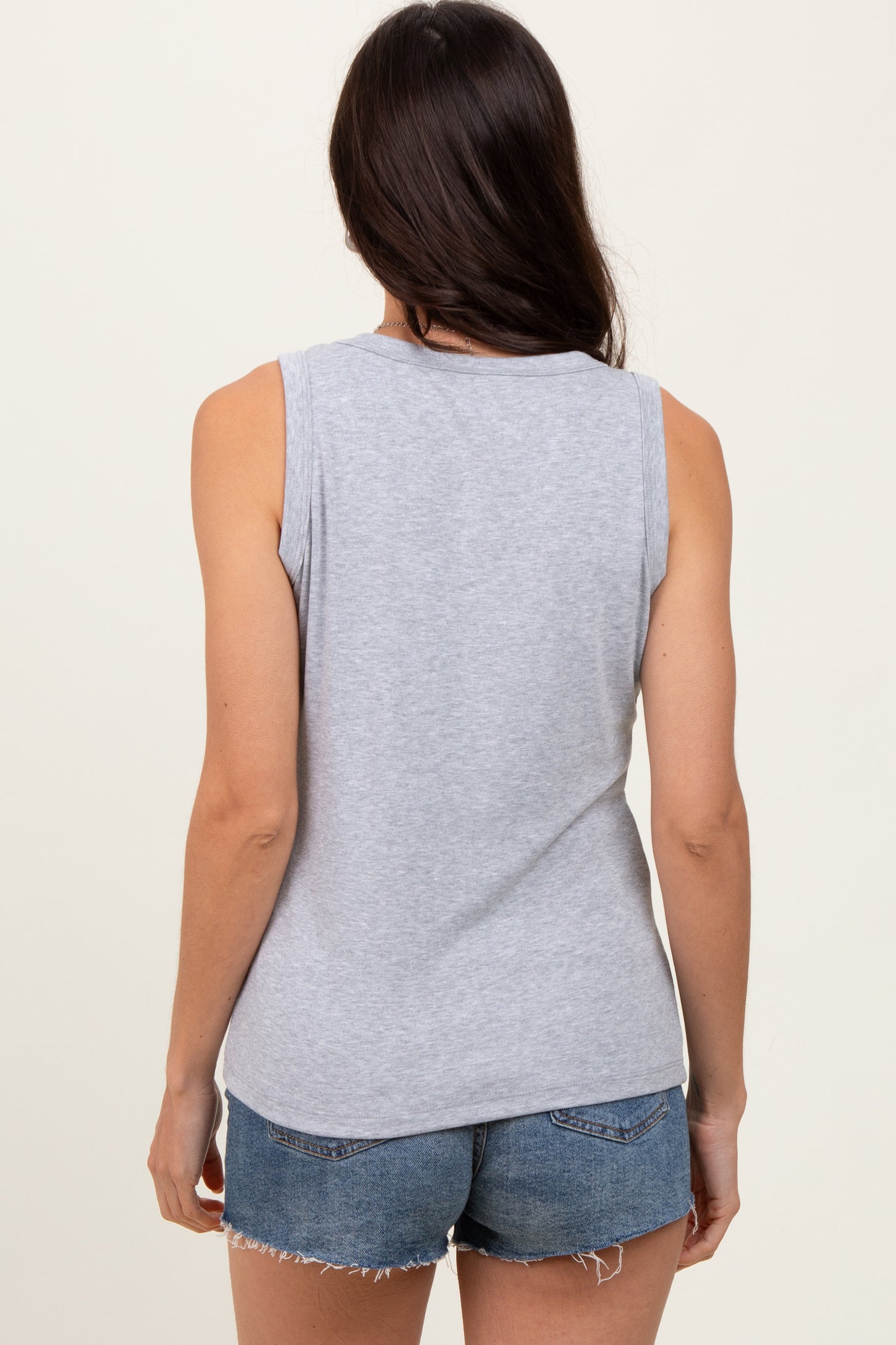 Heather Grey Basic V-Neck Tank Top