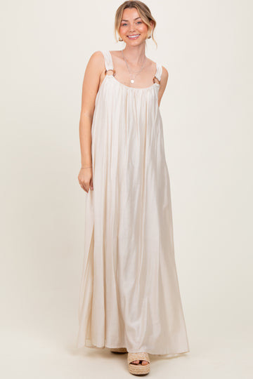 Cream O-Ring Strap Scoop Back Maxi Dress