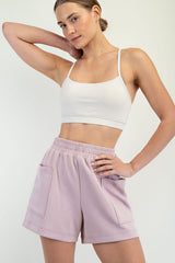 Light Pink Patch Pocket Maternity Shorts