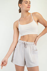 Beige Patch Pocket Shorts