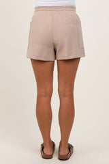 Taupe Patch Pocket Maternity Shorts
