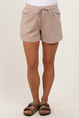 Taupe Patch Pocket Maternity Shorts