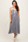Black Gingham Smocked Trim Midi Dress